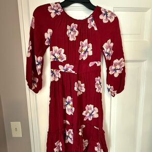 Old Navy Burgandy Floral Kids Dress